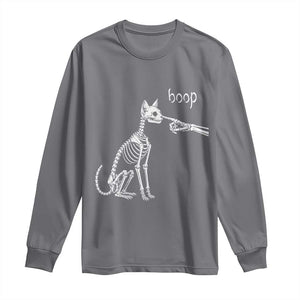 Boop Funny Cat Skeleton Hand Halloween Pet Graphic Long Sleeve Shirt