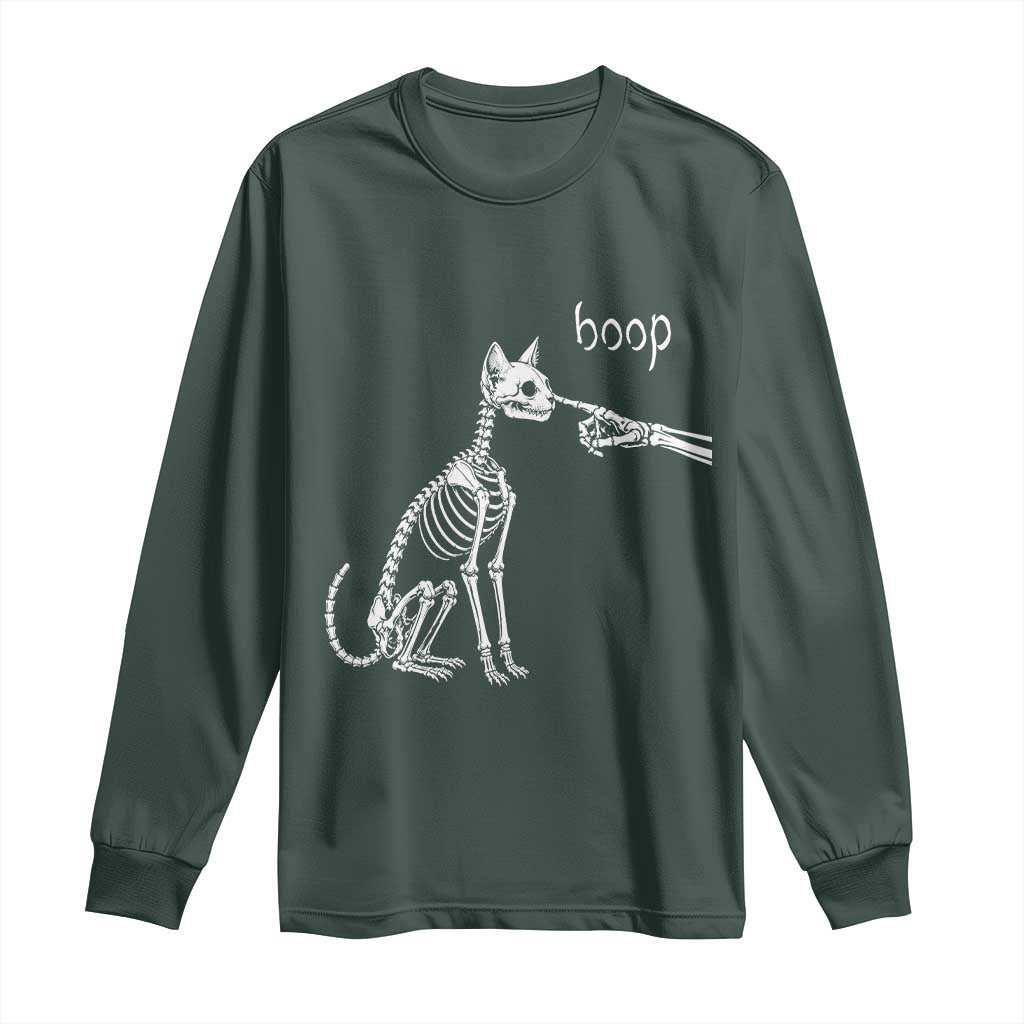 Boop Funny Cat Skeleton Hand Halloween Pet Graphic Long Sleeve Shirt