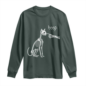 Boop Funny Cat Skeleton Hand Halloween Pet Graphic Long Sleeve Shirt