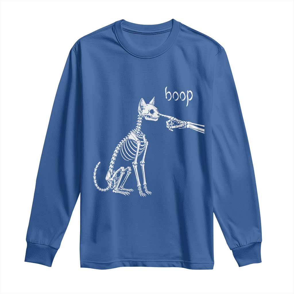 Boop Funny Cat Skeleton Hand Halloween Pet Graphic Long Sleeve Shirt