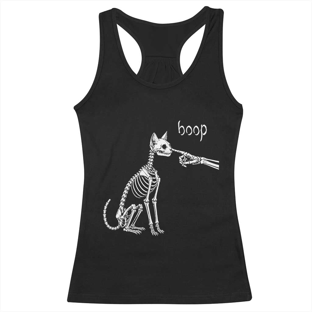 Boop Funny Cat Skeleton Hand Halloween Pet Graphic Racerback Tank Top