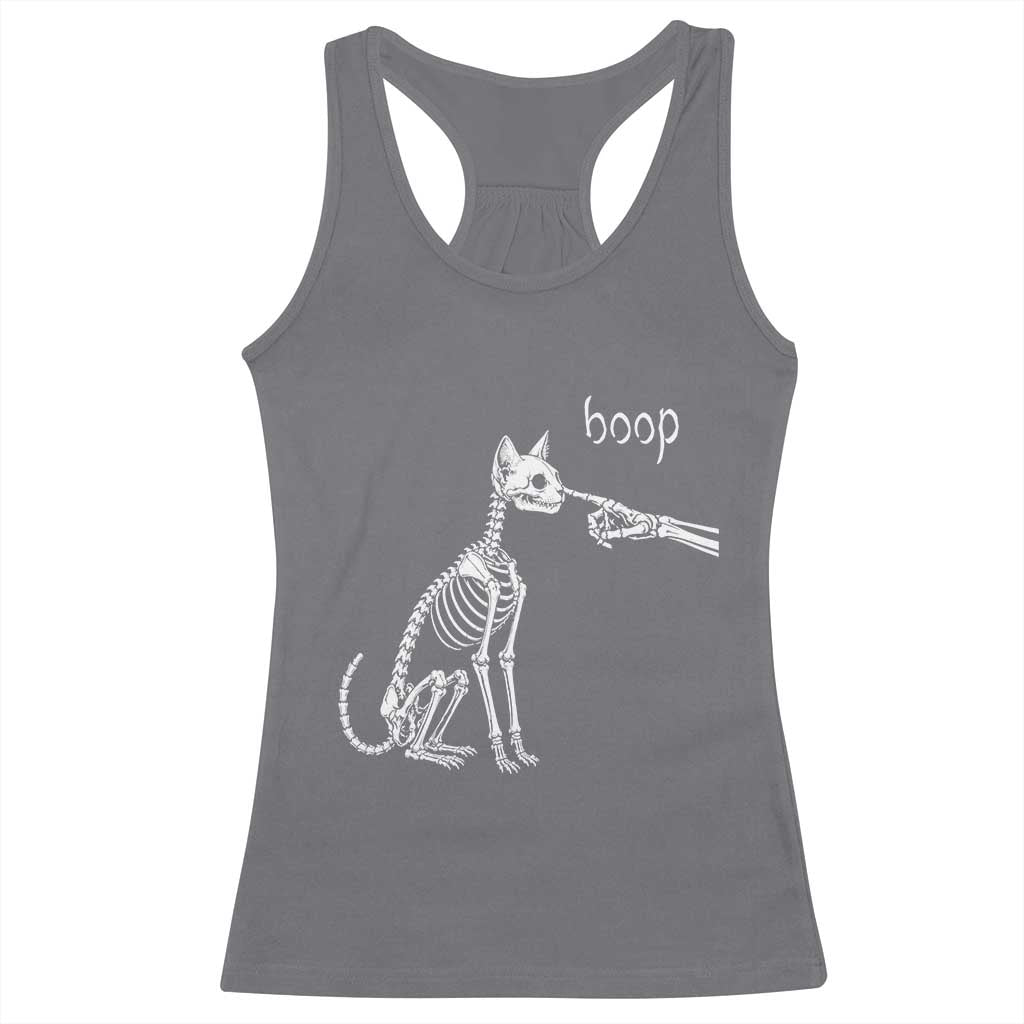 Boop Funny Cat Skeleton Hand Halloween Pet Graphic Racerback Tank Top