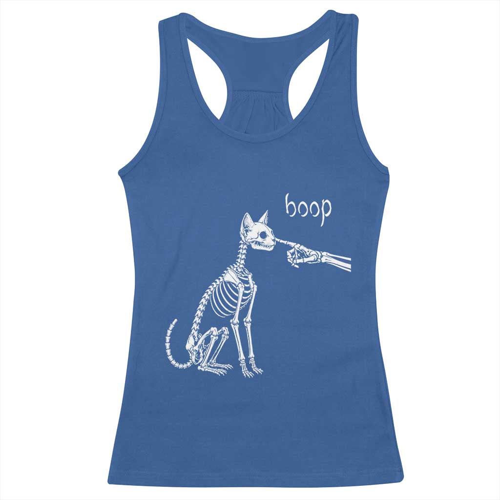 Boop Funny Cat Skeleton Hand Halloween Pet Graphic Racerback Tank Top