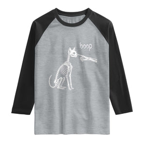 Boop Funny Cat Skeleton Hand Halloween Pet Graphic Raglan Shirt