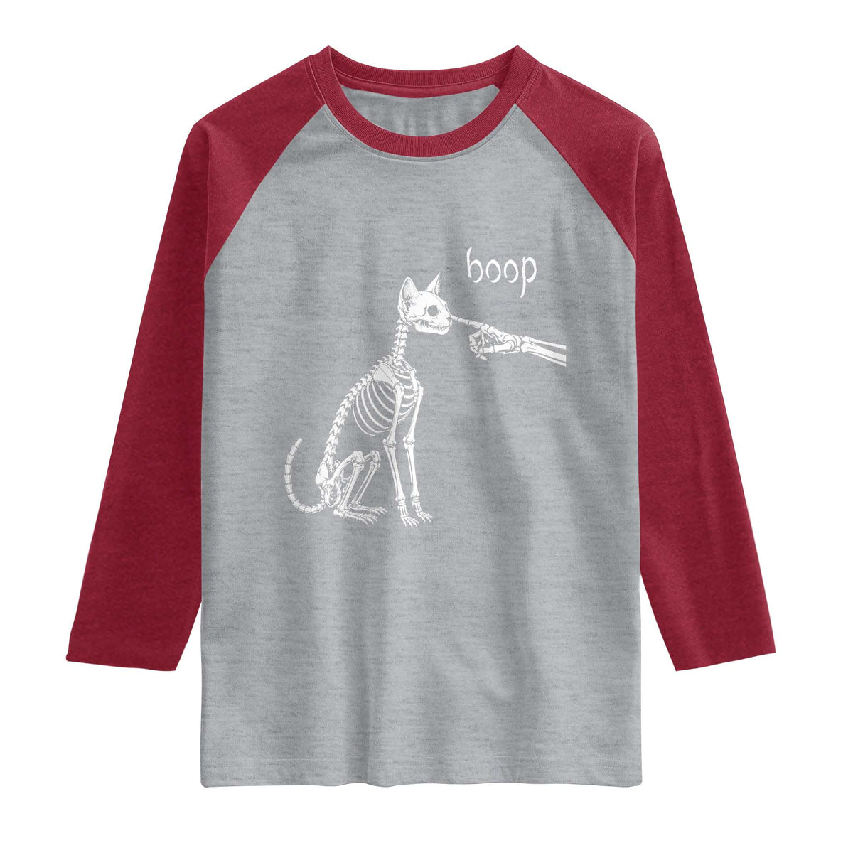 Boop Funny Cat Skeleton Hand Halloween Pet Graphic Raglan Shirt