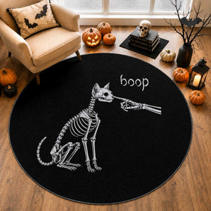 Boop Funny Cat Skeleton Hand Halloween Pet Graphic Round Rug