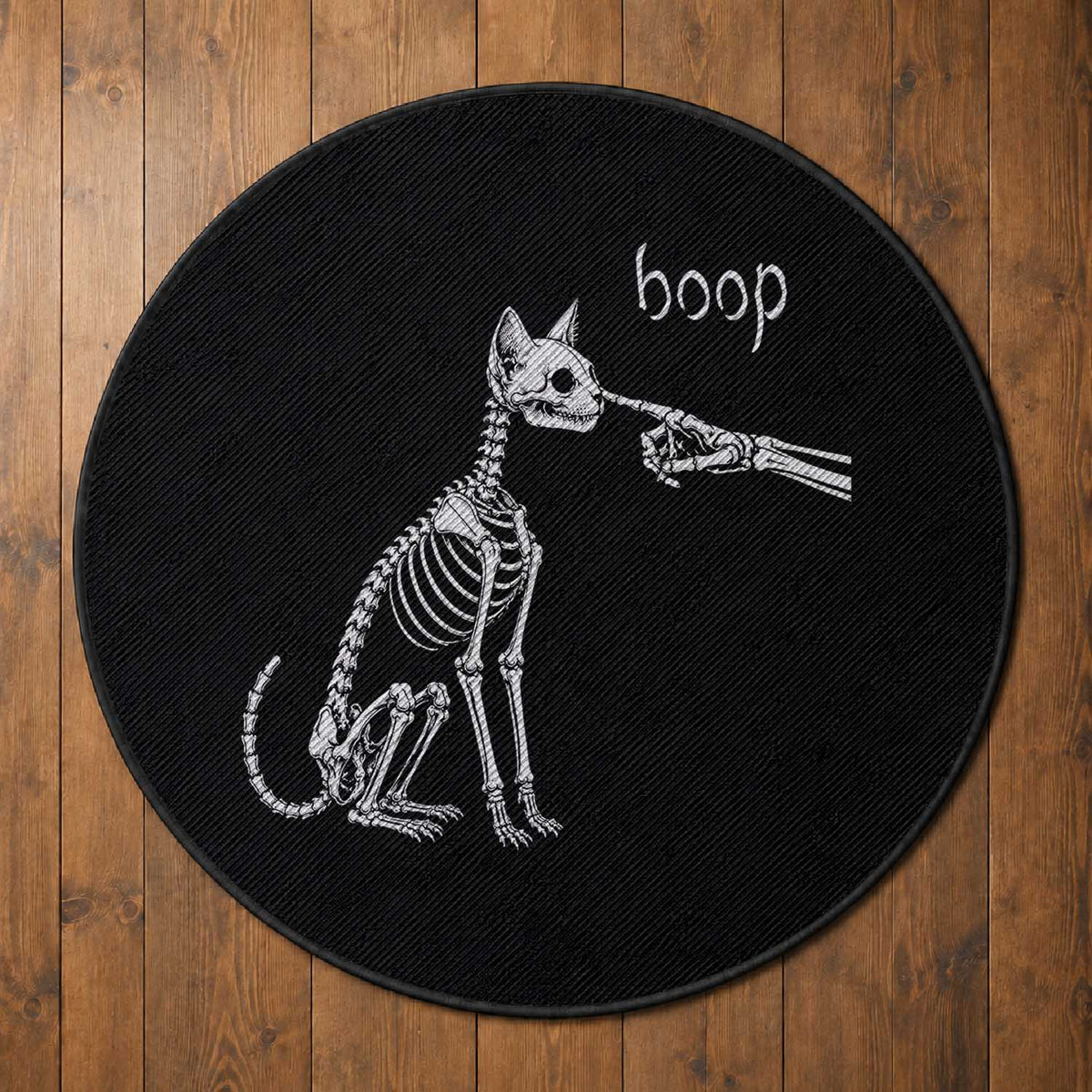 Boop Funny Cat Skeleton Hand Halloween Pet Graphic Round Rug