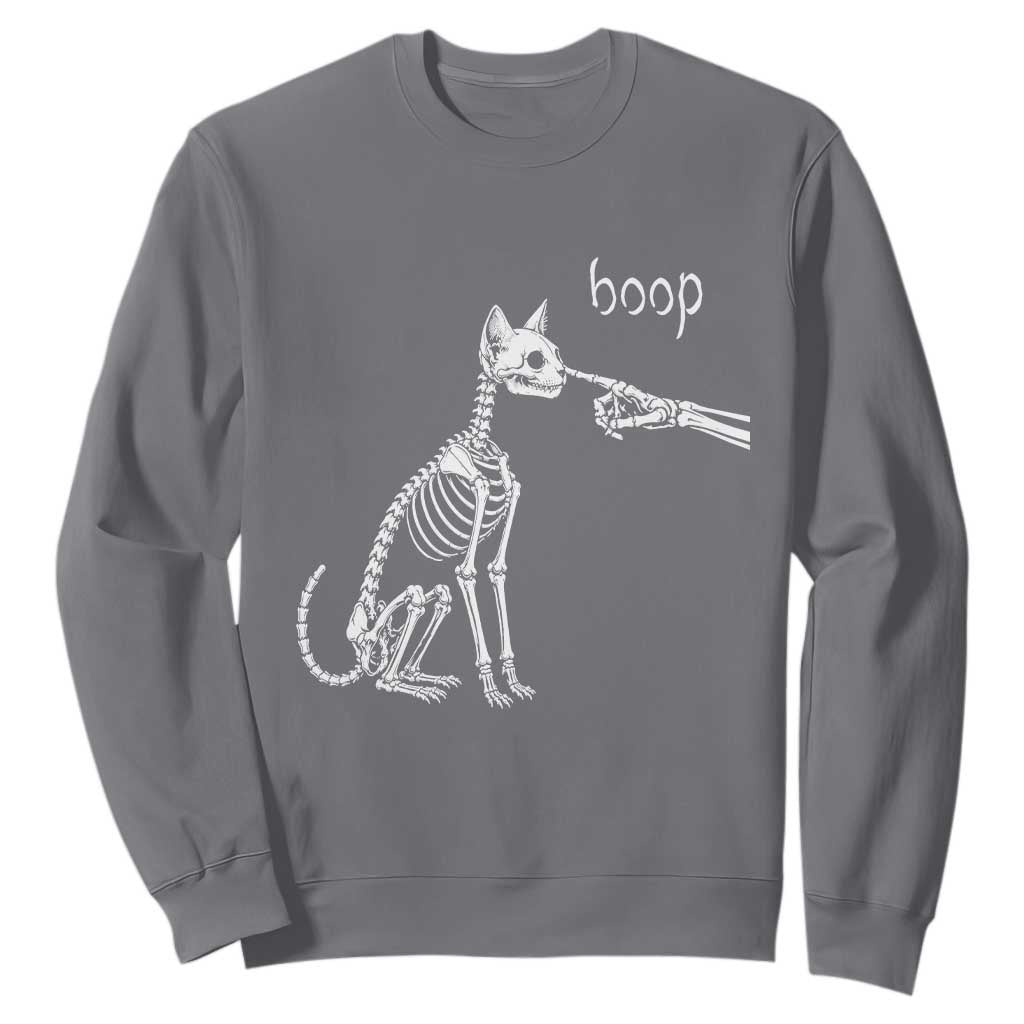 Boop Funny Cat Skeleton Hand Halloween Pet Graphic Sweatshirt