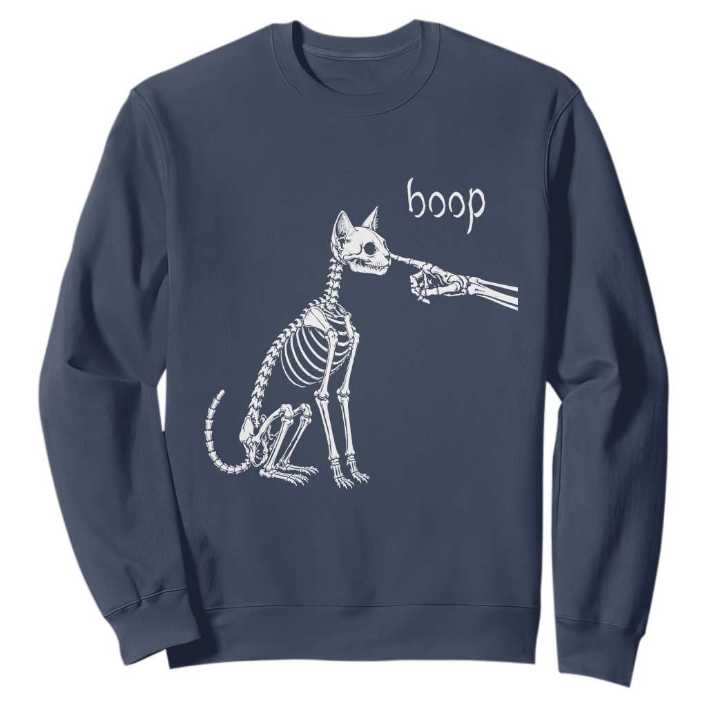 Boop Funny Cat Skeleton Hand Halloween Pet Graphic Sweatshirt
