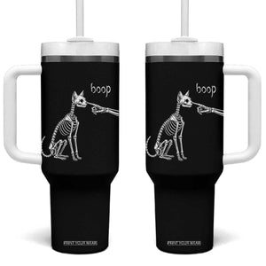 Boop Funny Cat Skeleton Hand Halloween Pet Graphic Tumbler With Handle