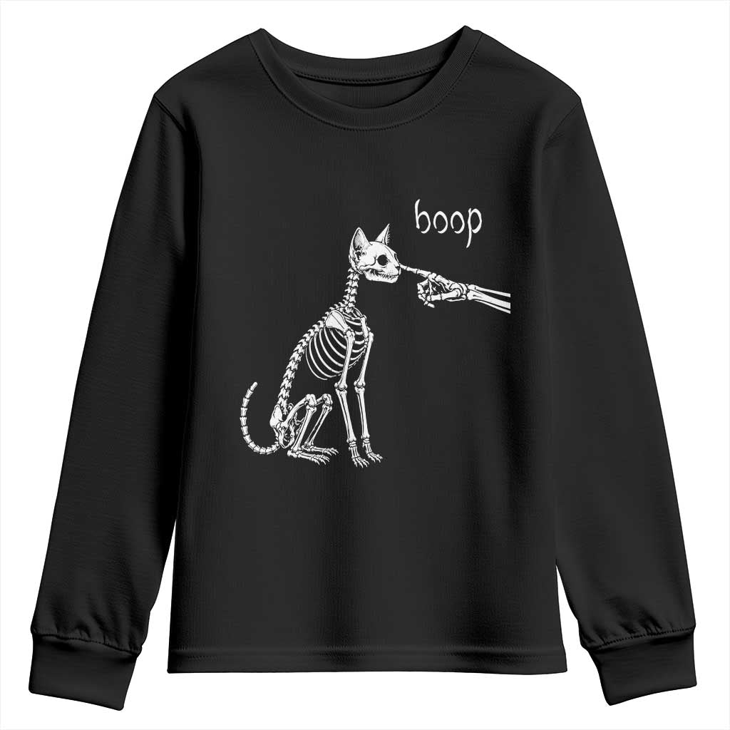 Boop Funny Cat Skeleton Hand Halloween Pet Graphic Youth Sweatshirt