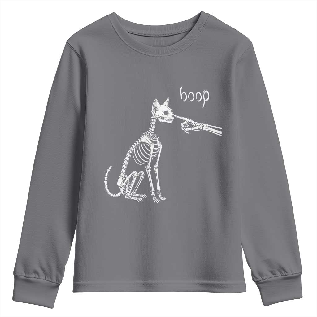 Boop Funny Cat Skeleton Hand Halloween Pet Graphic Youth Sweatshirt