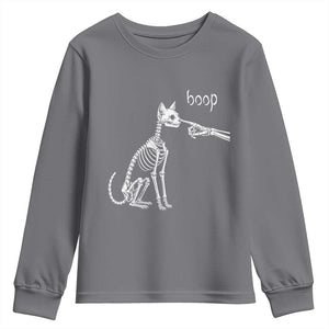 Boop Funny Cat Skeleton Hand Halloween Pet Graphic Youth Sweatshirt