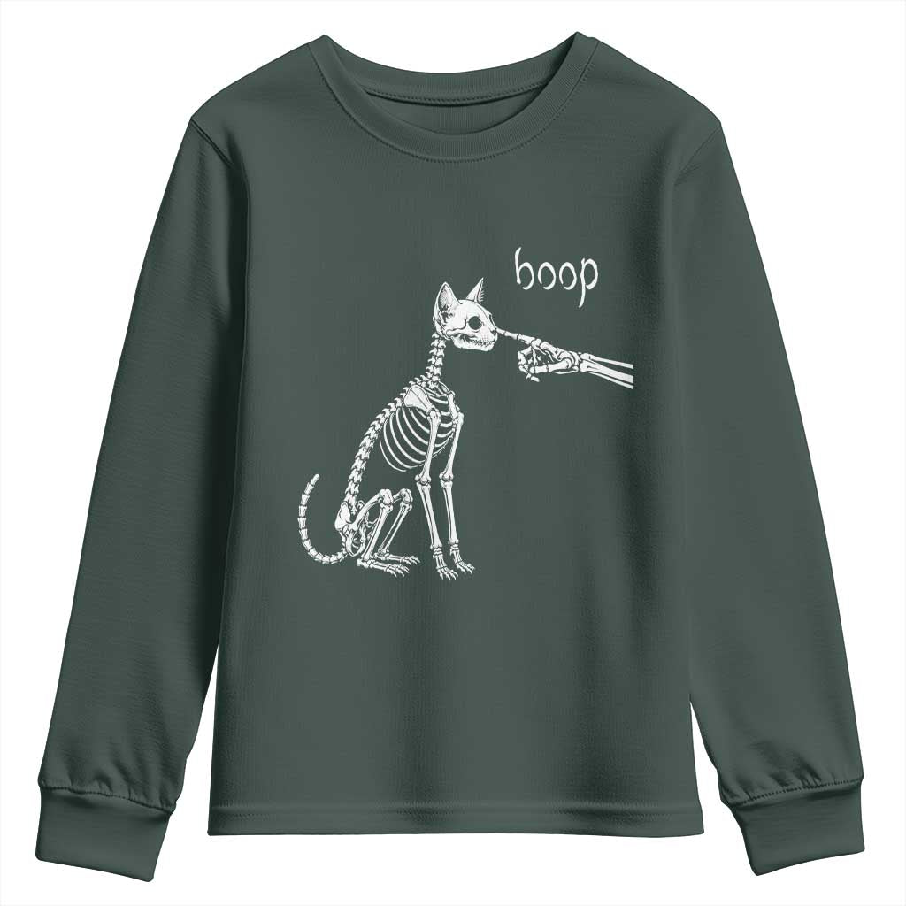 Boop Funny Cat Skeleton Hand Halloween Pet Graphic Youth Sweatshirt