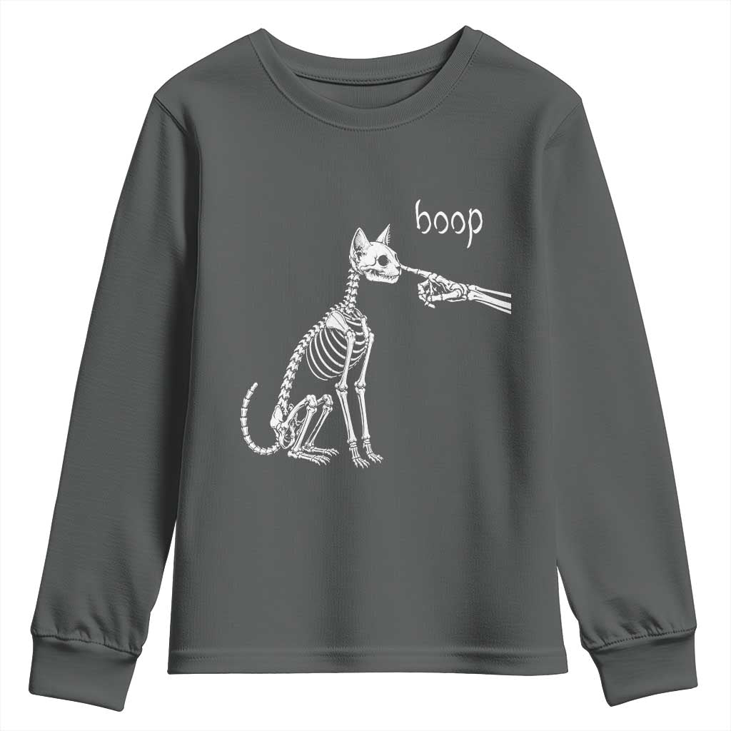 Boop Funny Cat Skeleton Hand Halloween Pet Graphic Youth Sweatshirt