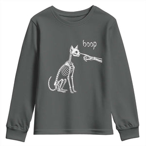 Boop Funny Cat Skeleton Hand Halloween Pet Graphic Youth Sweatshirt