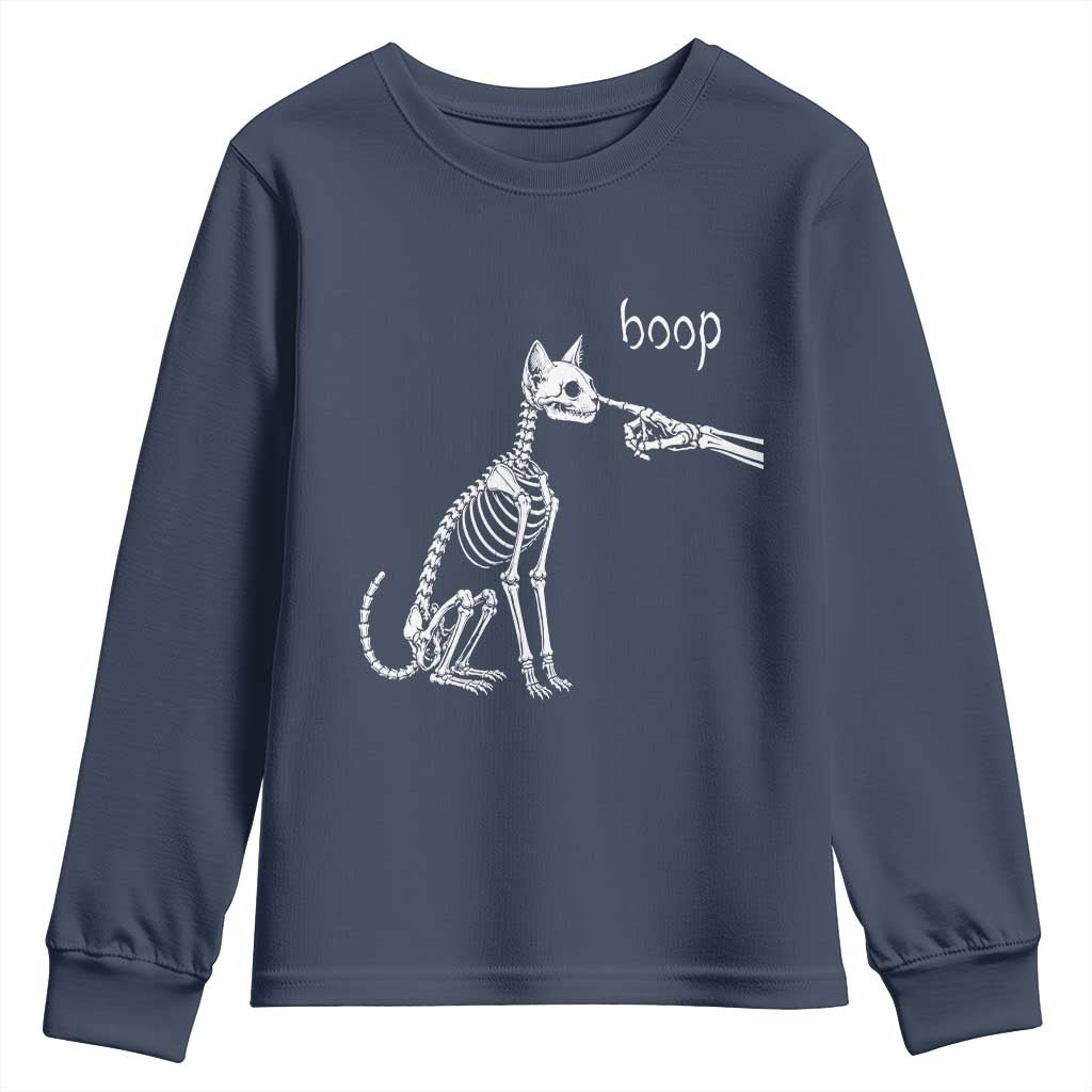 Boop Funny Cat Skeleton Hand Halloween Pet Graphic Youth Sweatshirt