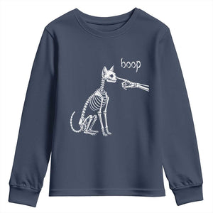 Boop Funny Cat Skeleton Hand Halloween Pet Graphic Youth Sweatshirt