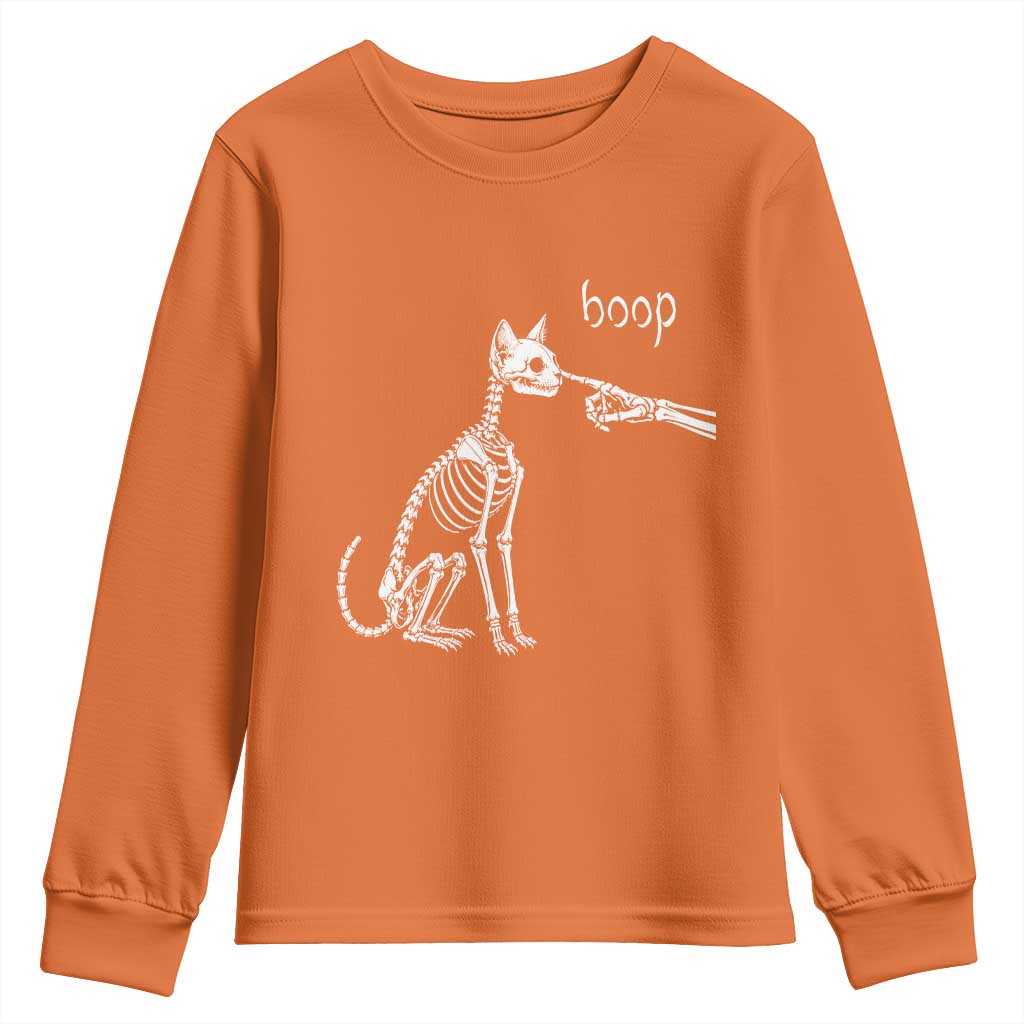 Boop Funny Cat Skeleton Hand Halloween Pet Graphic Youth Sweatshirt