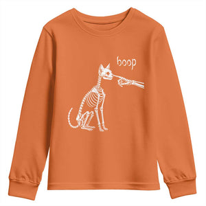 Boop Funny Cat Skeleton Hand Halloween Pet Graphic Youth Sweatshirt