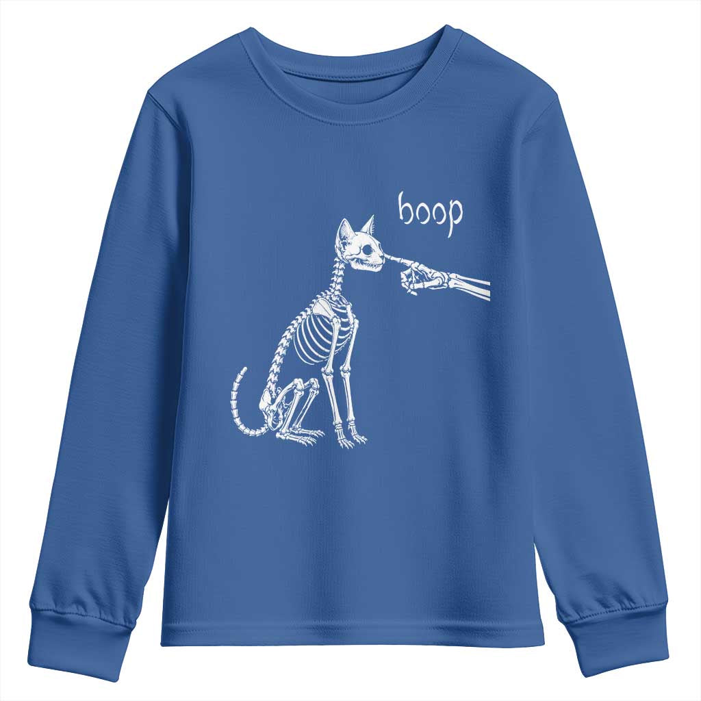 Boop Funny Cat Skeleton Hand Halloween Pet Graphic Youth Sweatshirt