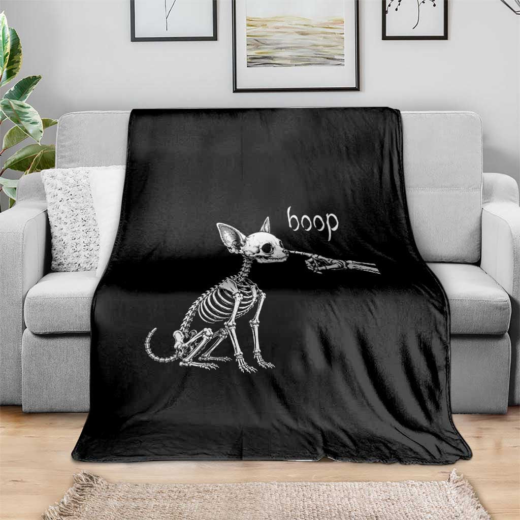 Boop Funny Chihuahua Dog Skeleton Hand Halloween Pet Graphic Throw Blanket