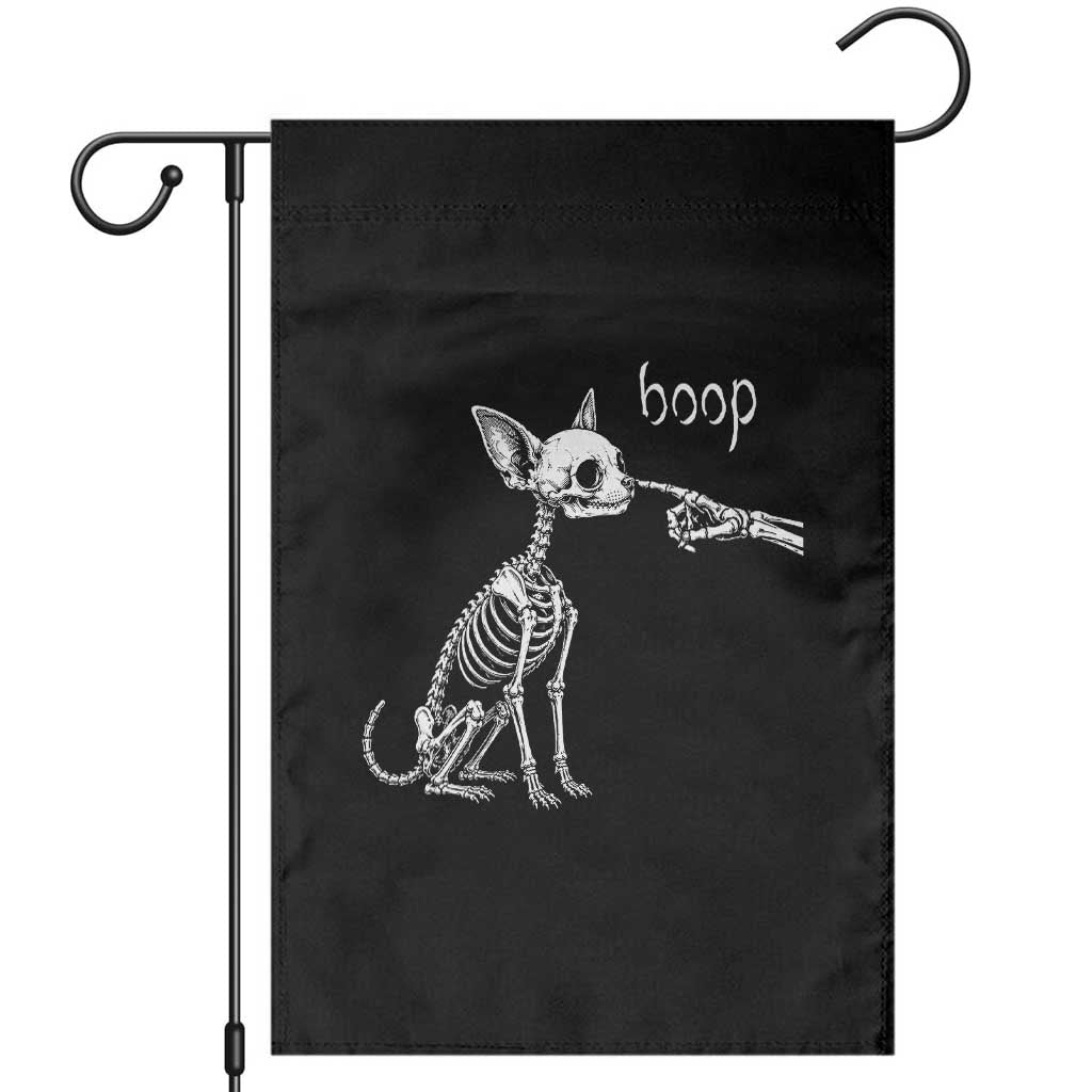 Boop Funny Chihuahua Dog Skeleton Hand Halloween Pet Graphic Garden Flag