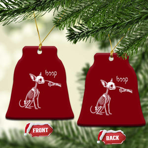Boop Funny Chihuahua Dog Skeleton Hand Halloween Pet Graphic Ceramic Ornament
