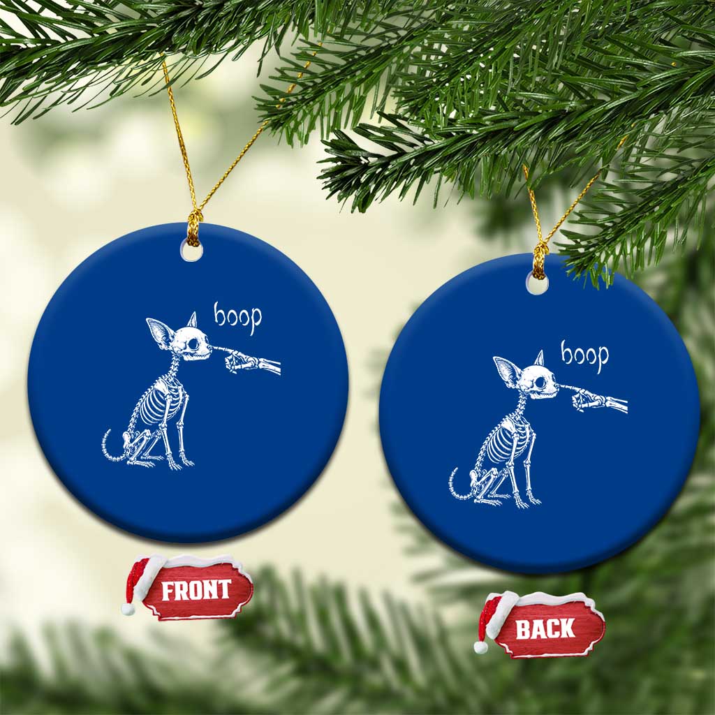 Boop Funny Chihuahua Dog Skeleton Hand Halloween Pet Graphic Ceramic Ornament