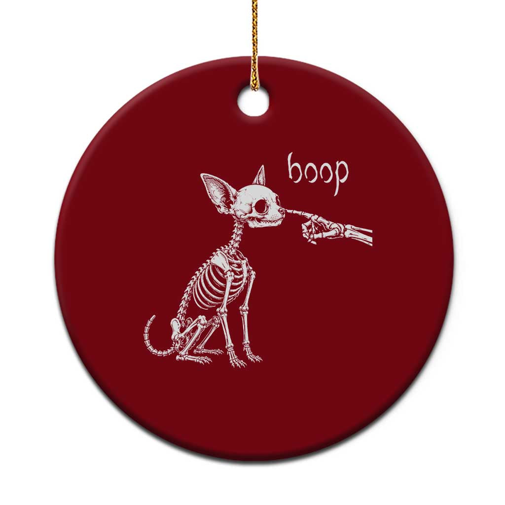 Boop Funny Chihuahua Dog Skeleton Hand Halloween Pet Graphic Ceramic Ornament