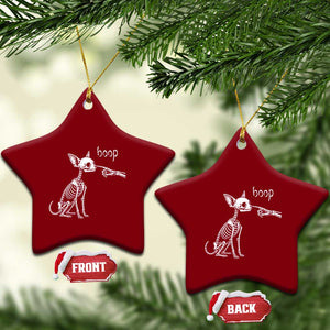 Boop Funny Chihuahua Dog Skeleton Hand Halloween Pet Graphic Ceramic Ornament