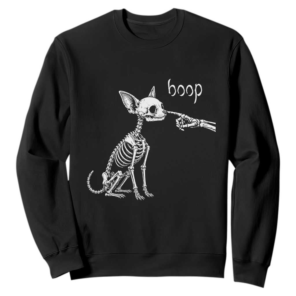 Boop Funny Chihuahua Dog Skeleton Hand Halloween Pet Graphic Sweatshirt