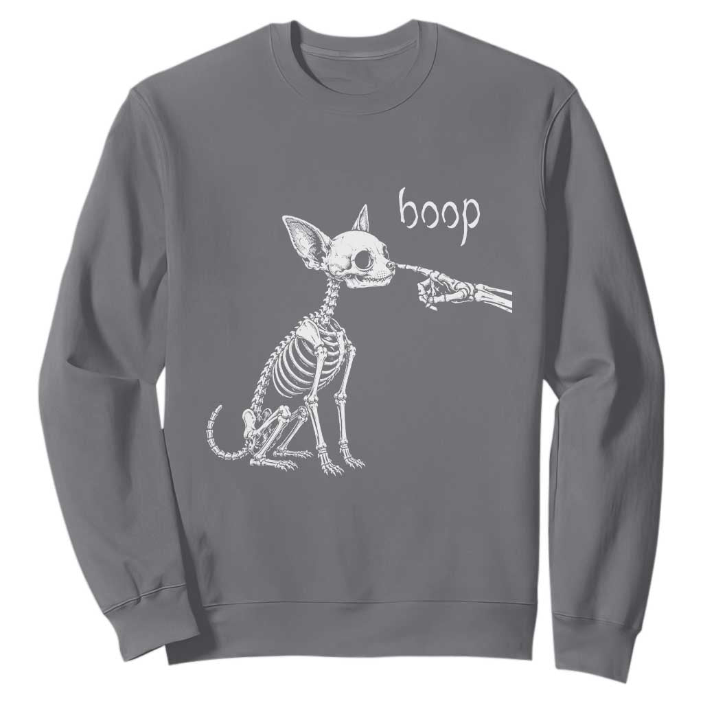 Boop Funny Chihuahua Dog Skeleton Hand Halloween Pet Graphic Sweatshirt