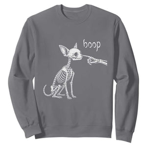 Boop Funny Chihuahua Dog Skeleton Hand Halloween Pet Graphic Sweatshirt
