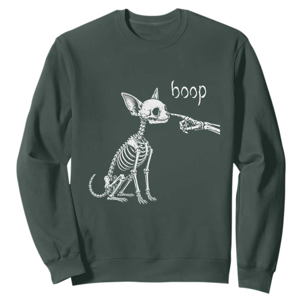 Boop Funny Chihuahua Dog Skeleton Hand Halloween Pet Graphic Sweatshirt