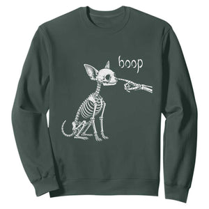 Boop Funny Chihuahua Dog Skeleton Hand Halloween Pet Graphic Sweatshirt