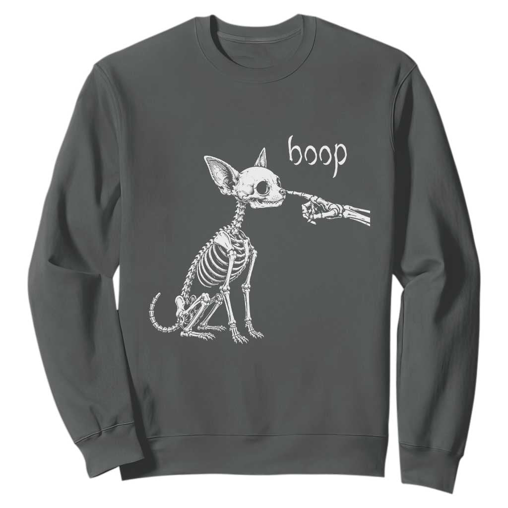 Boop Funny Chihuahua Dog Skeleton Hand Halloween Pet Graphic Sweatshirt
