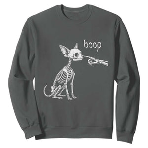 Boop Funny Chihuahua Dog Skeleton Hand Halloween Pet Graphic Sweatshirt