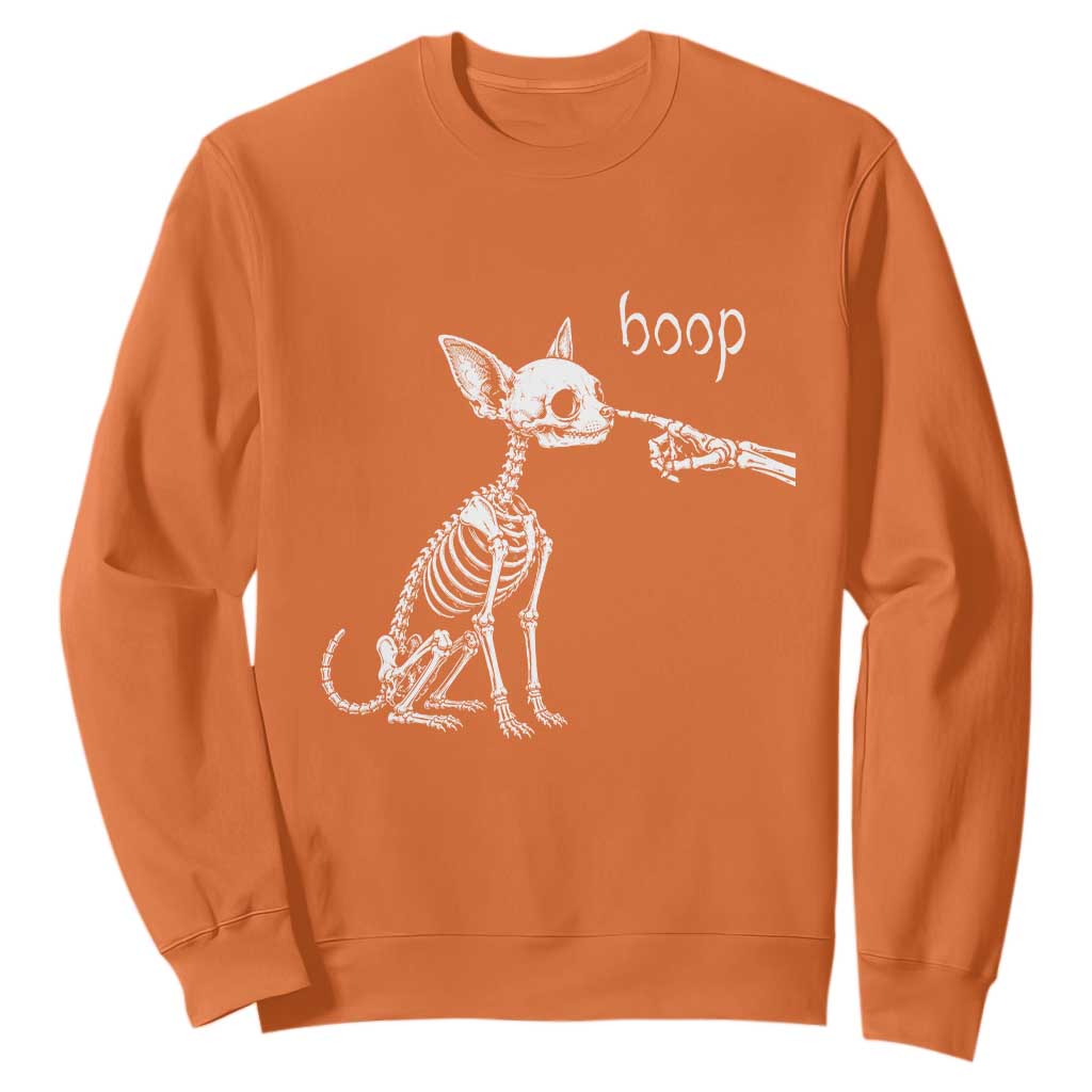 Boop Funny Chihuahua Dog Skeleton Hand Halloween Pet Graphic Sweatshirt