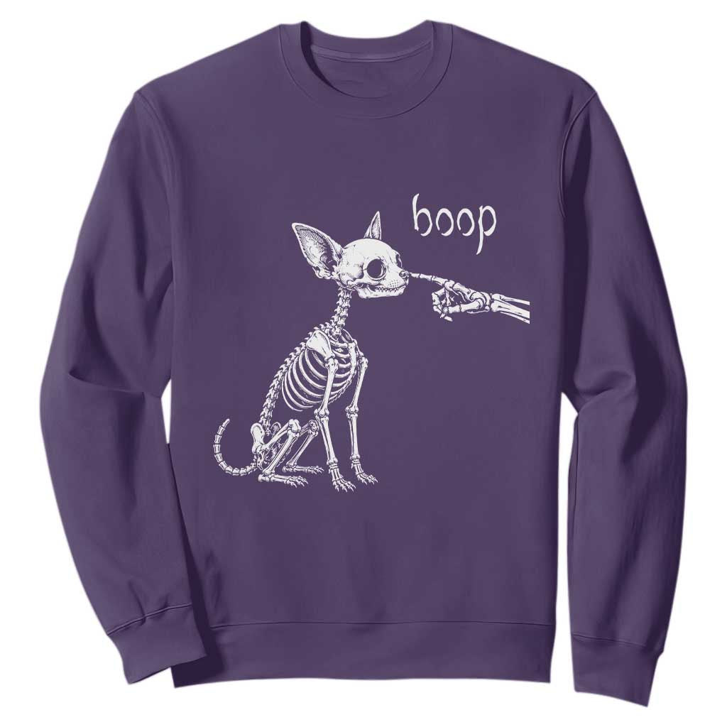 Boop Funny Chihuahua Dog Skeleton Hand Halloween Pet Graphic Sweatshirt