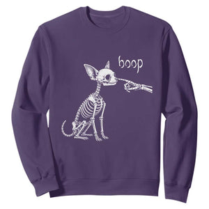 Boop Funny Chihuahua Dog Skeleton Hand Halloween Pet Graphic Sweatshirt