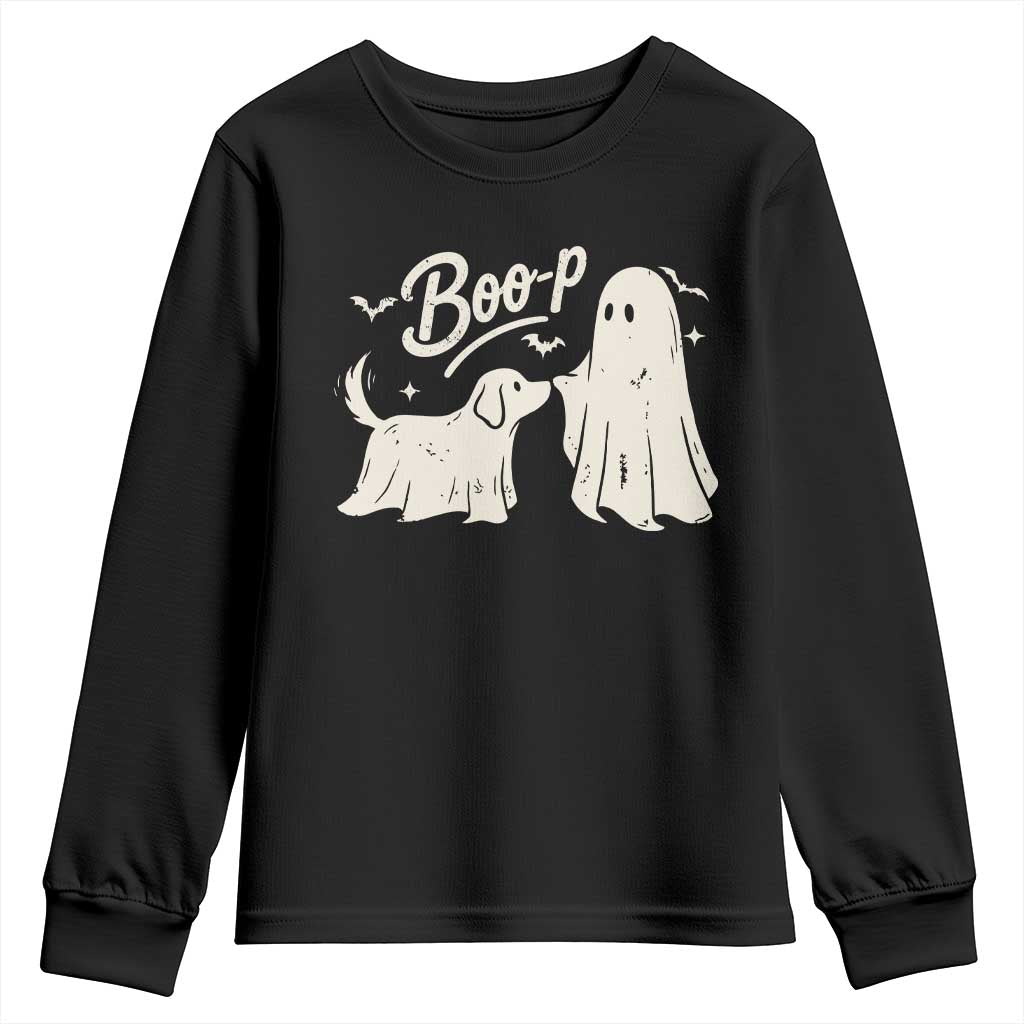 Funny Boo Boop Dog Ghost Halloween Youth Sweatshirt Dog Lovers Gifts