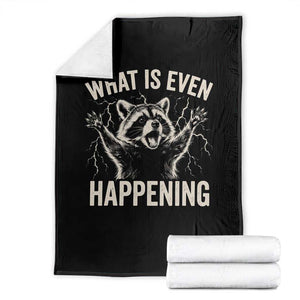 What Is Even Happening Funny Raccoon Throw Blanket Screaming Trash Panda Meme Storm TS11 Black Print Your Wear