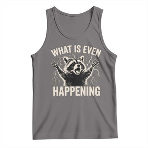 What Is Even Happening Funny Raccoon Tank Top Screaming Trash Panda Meme Storm TS11 Deep Heather Print Your Wear