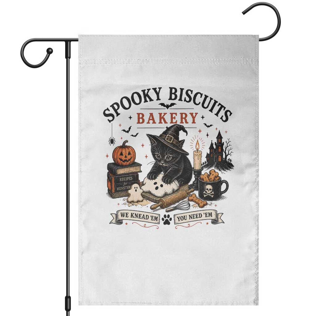 Funny Spooky Biscuits Bakery Cat Halloween Garden Flag We Knead Em You Need Em Pastry Kitten Lover
