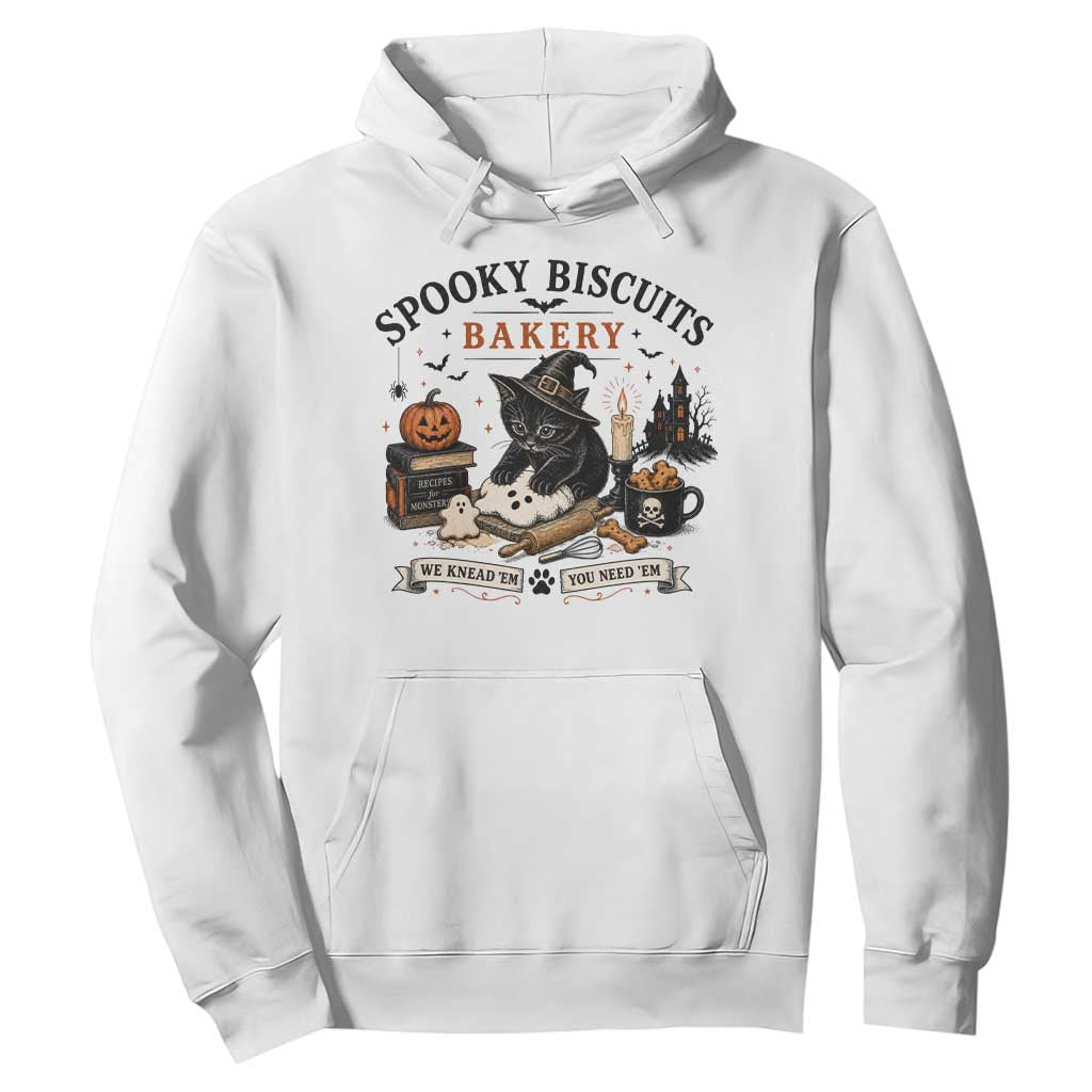 Funny Spooky Biscuits Bakery Cat Halloween Hoodie We Knead Em You Need Em Pastry Kitten Lover