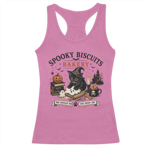 Funny Spooky Biscuits Bakery Cat Halloween Racerback Tank Top We Knead Em You Need Em Pastry Kitten Lover