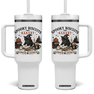 Funny Spooky Biscuits Bakery Cat Halloween Tumbler With Handle We Knead Em You Need Em Pastry Kitten Lover