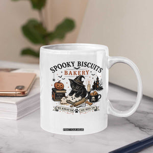 Funny Spooky Biscuits Bakery Cat Halloween Coffee Mug We Knead Em You Need Em Pastry Kitten Lover