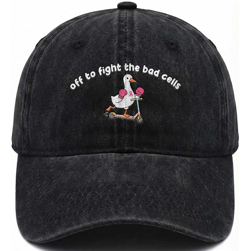 Funny Goose Breast Cancer Awareness Washed Cotton Baseball Cap Off To Fight The Bad Cells